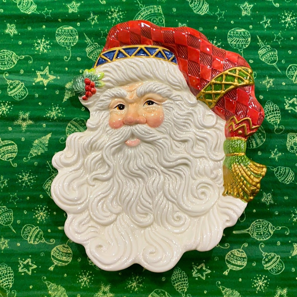 Fitz & Floyd Classics Porcelain Santa Wall‎ Hanger or Candy Dish 8-3/4”x 10-1/2”